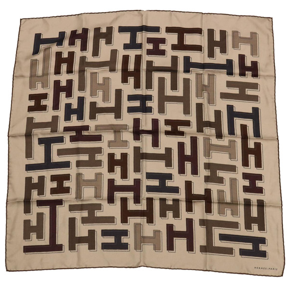 HERMES Scarf Silk 2Set Yellow Gray Auth ac1017 - Picture 11 of 16